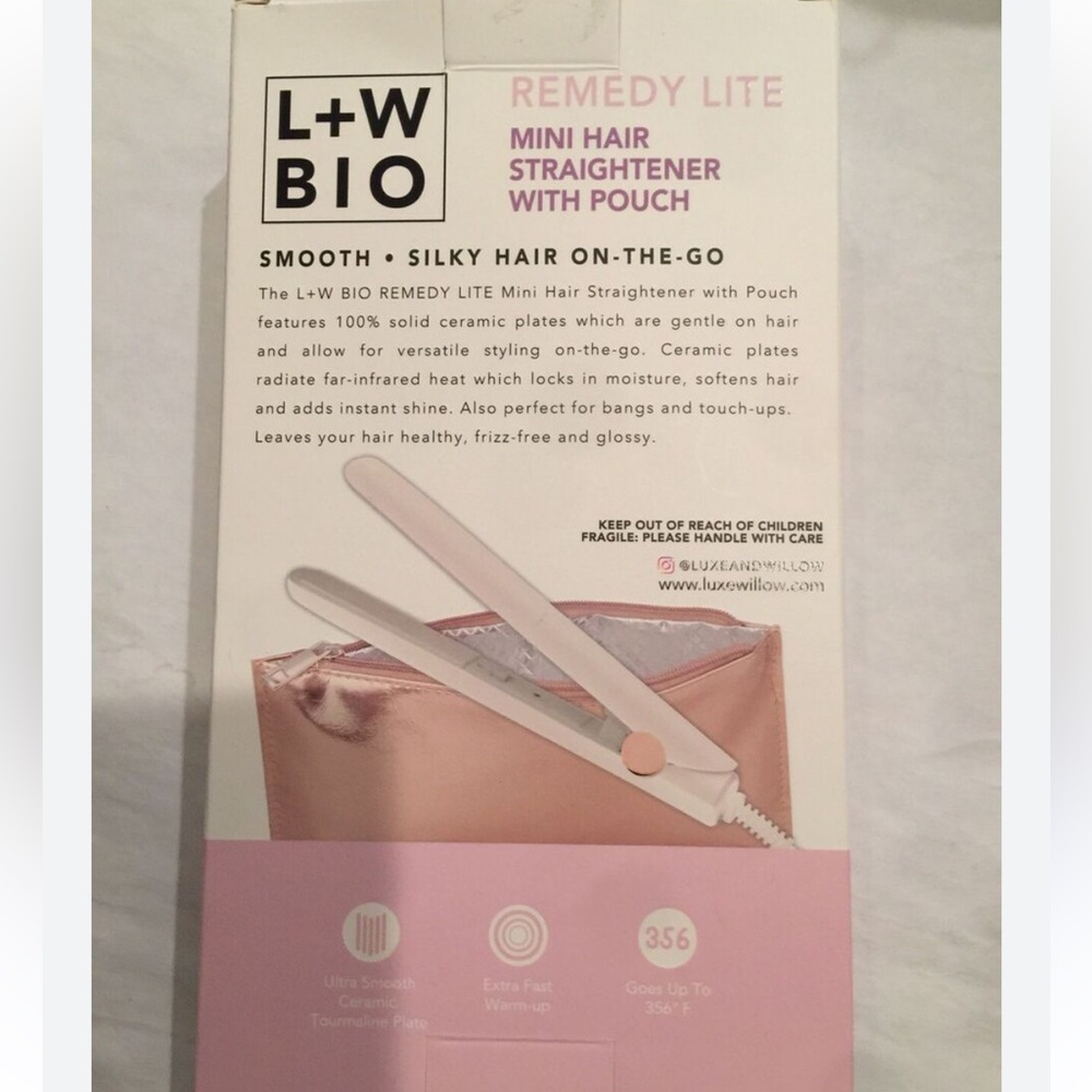 L+W Bio Pink Mini Hair Straightener with Pouch